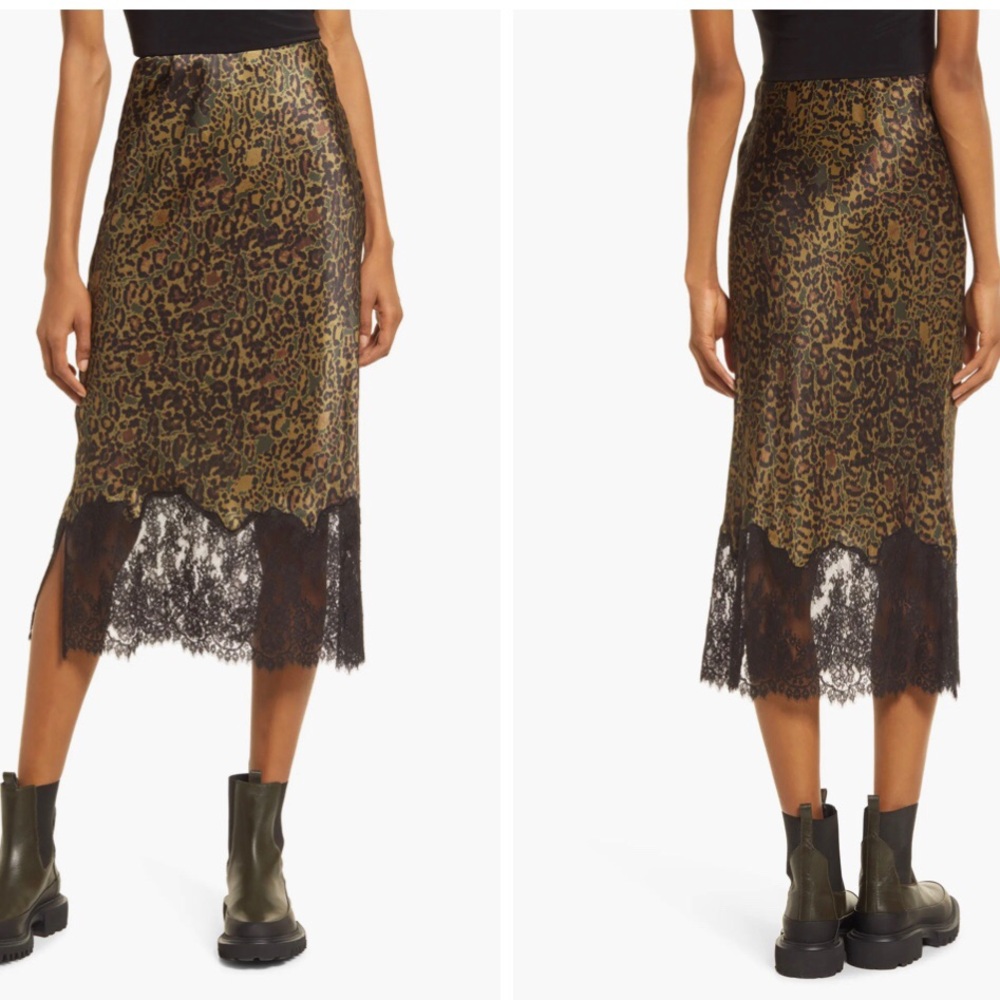 Allsaints Bridgette Lace Trim MIDI Skirt